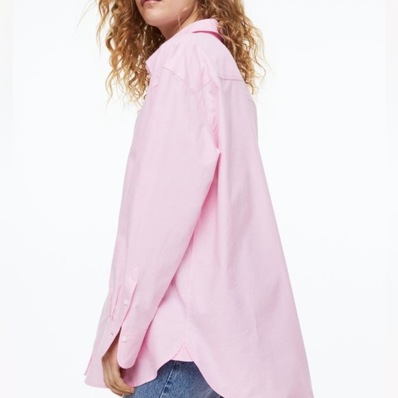 H&M Light Pink Oxford Shirt- Oversized Button Up Women’s Size Small Brand New - Picture 4 of 7
